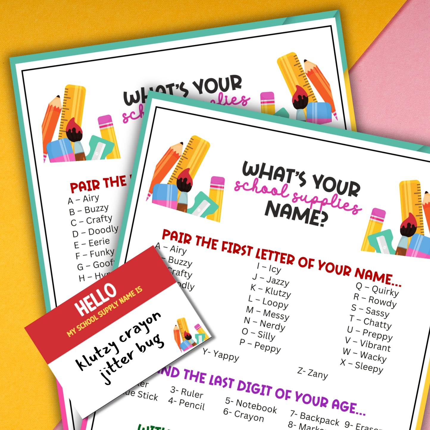 What's Your School Supplies Name?