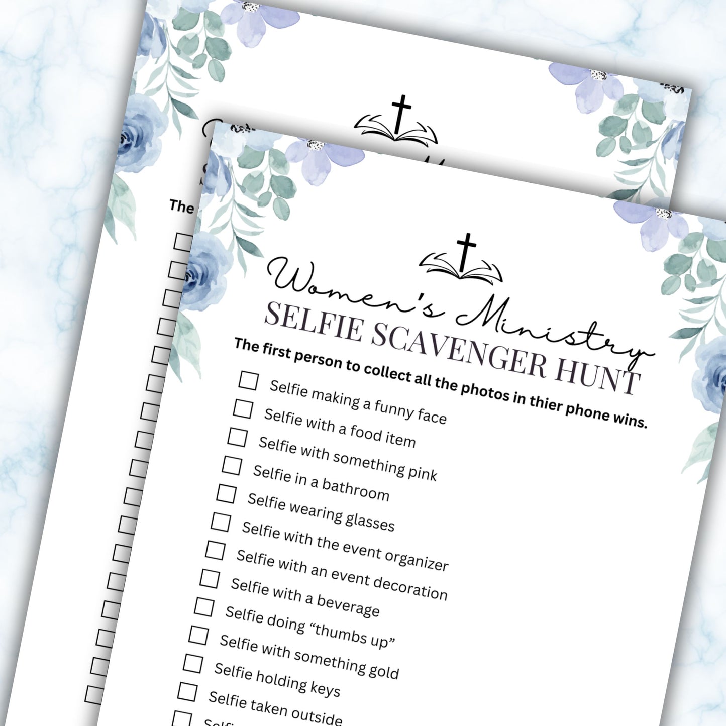 Blue Floral Women's Ministry Scavenger Hunt