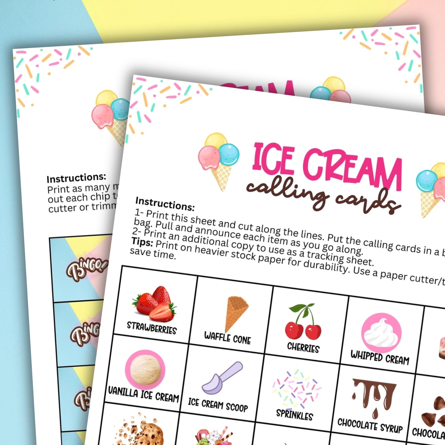 national ice cream month ice cream bingo