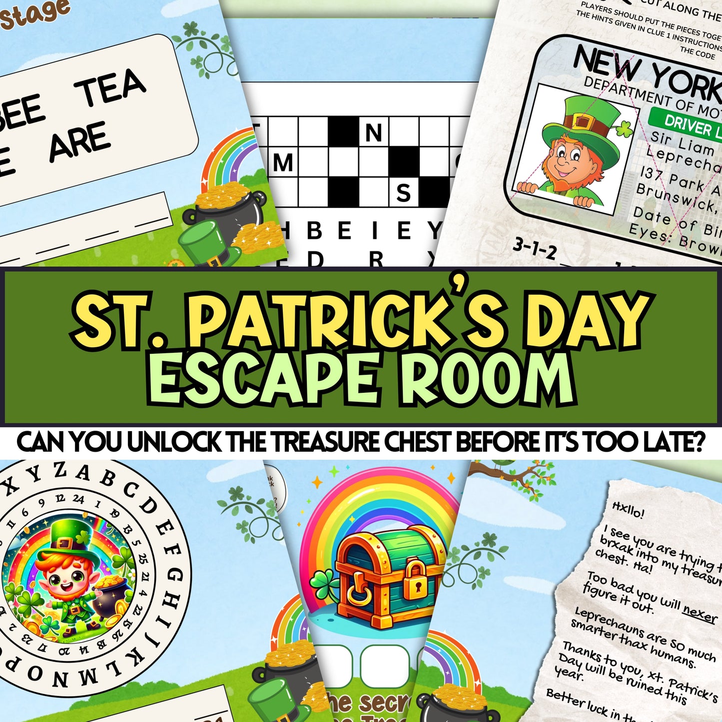 St. Patrick's Day Escape Room For Kids ages 5-8