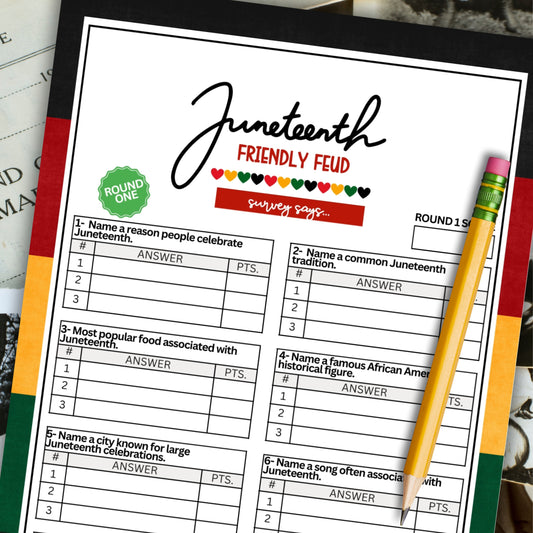 Juneteenth Feud Party Game For African American History And Black History Month Games For Seniors Adults Kids Whole Family June 19th BBQ
