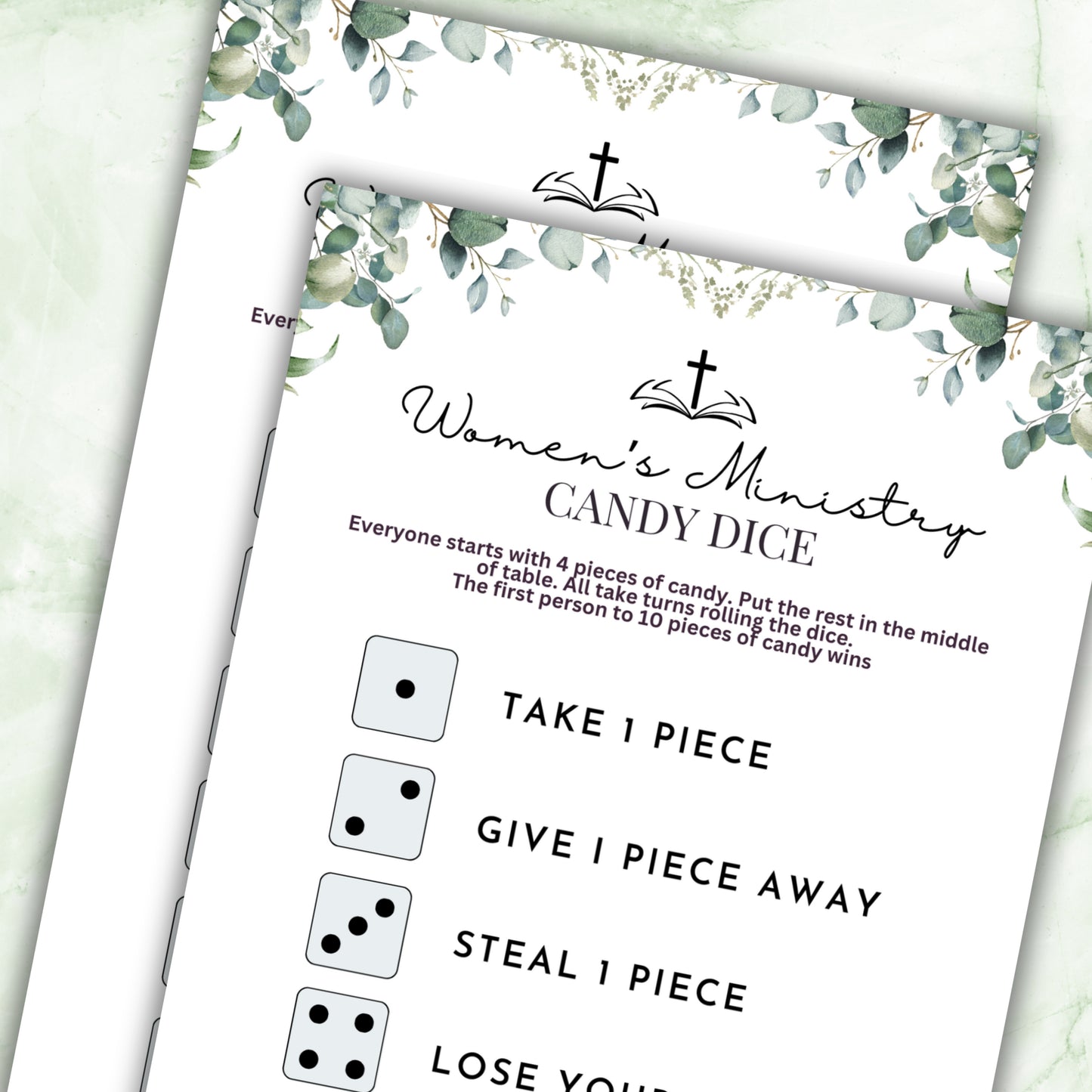 Green Floral Women's Ministry Candy Dice