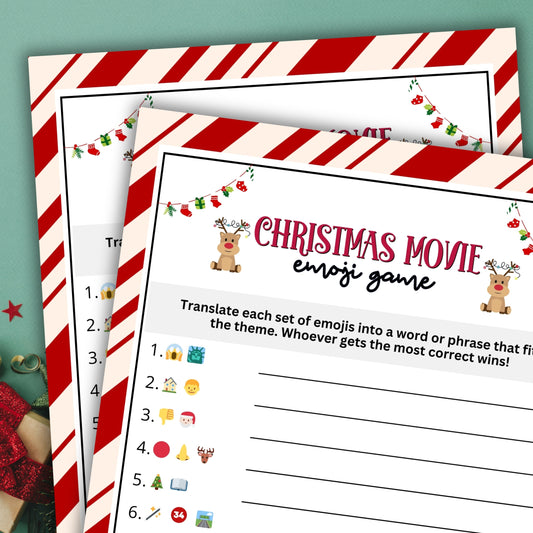 Looking for a fun and engaging activity to celebrate the festive season with your family or friends?  Whether you are organizing a holiday gathering or a Christmas movie night, this cute "Christmas Movies Emoji Game" from Party Prints Press is perfect for you! 