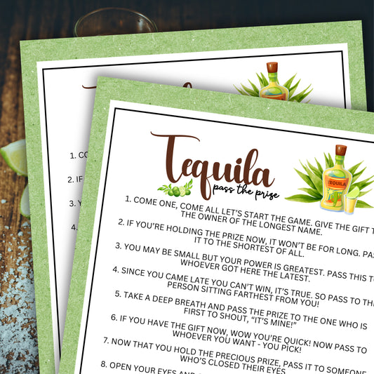 Are you seeking a fun and engaging activity to enjoy with friends at your upcoming alcohol-inspired event, dinner party, bachelor or bachelorette party or even just a pub crawl night on the town?   If you need a fun last-minute idea to add to your celebrations, this fun Tequila-Themed Pass The Prize game from Party Prints Press is just what you need!   This game is a simple poem that you can read aloud to participants or print out a copy for each to read along!