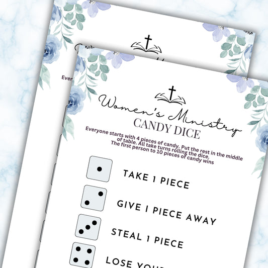 Blue Floral Women's Ministry Candy Dice