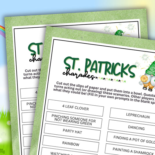 Are you getting ready for a St. Patrick's Day celebration with family and friends? Look no further than the St. Patrick's Day Charades game from Party Prints Press!