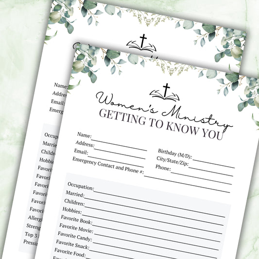 Green Floral Women's Ministry Intake Form
