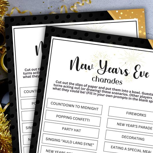Looking for a lively activity to add some fun to your New Year's Eve gathering? Look no further than this New Year's Eve Charades game from Party Prints Press!