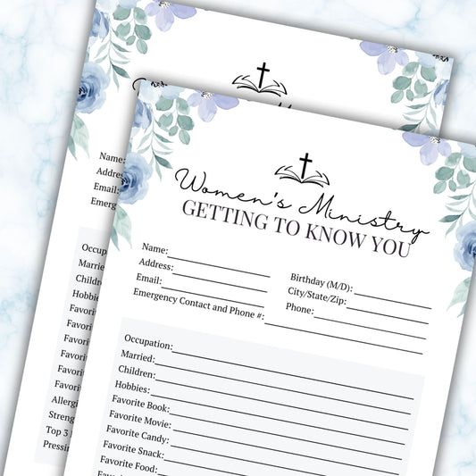 Blue Floral Women's Ministry Intake Form
