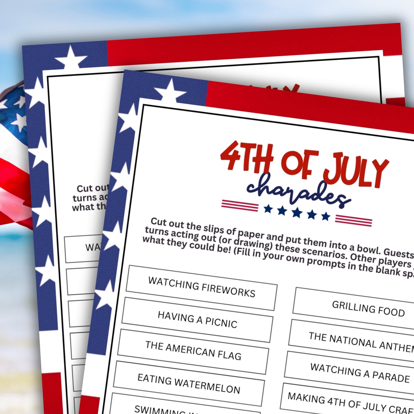 fourrth of july patriotic cummer charades