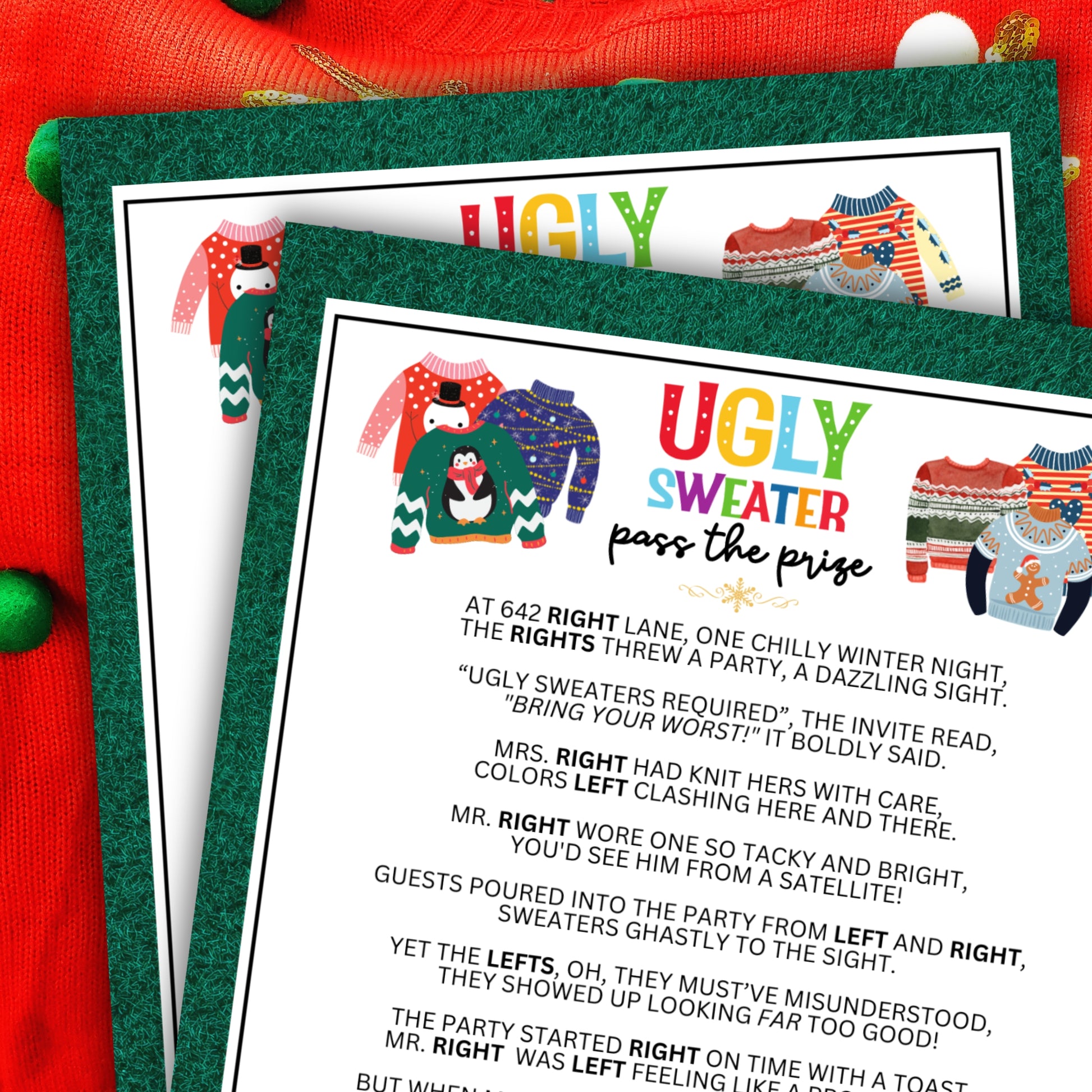 Unwrap the joy of the Christmas season with this festive and fun Ugly Sweater Party White Elephant Gift Exchange Dice Game!   Whether you're hosting an office or work party, a church event, a cozy dinner party with family and friends, or anything in between, this simple game is suitable for guests of all ages.