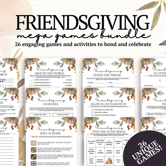 Friendsgiving elegant minimalist game bundle image