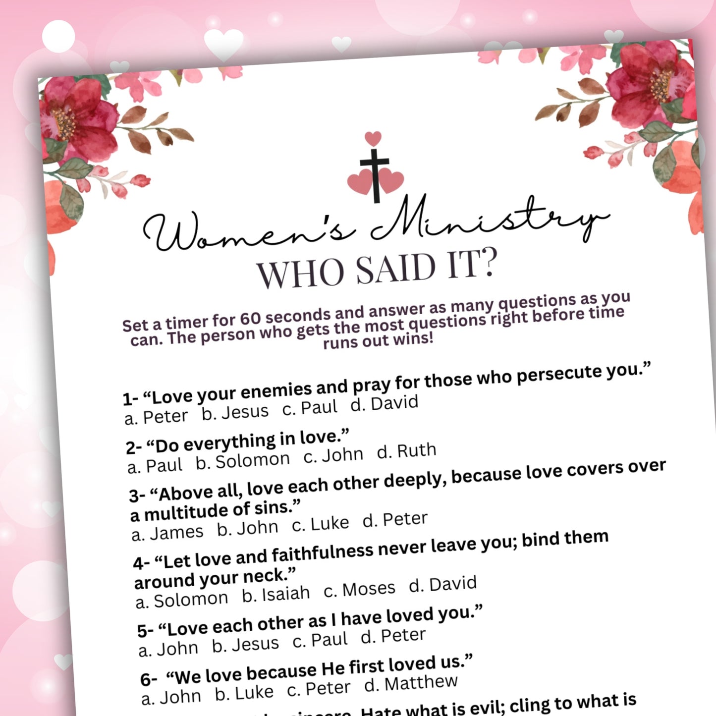 Women's Ministry Valentine's "Who Said It" Bible Trivia