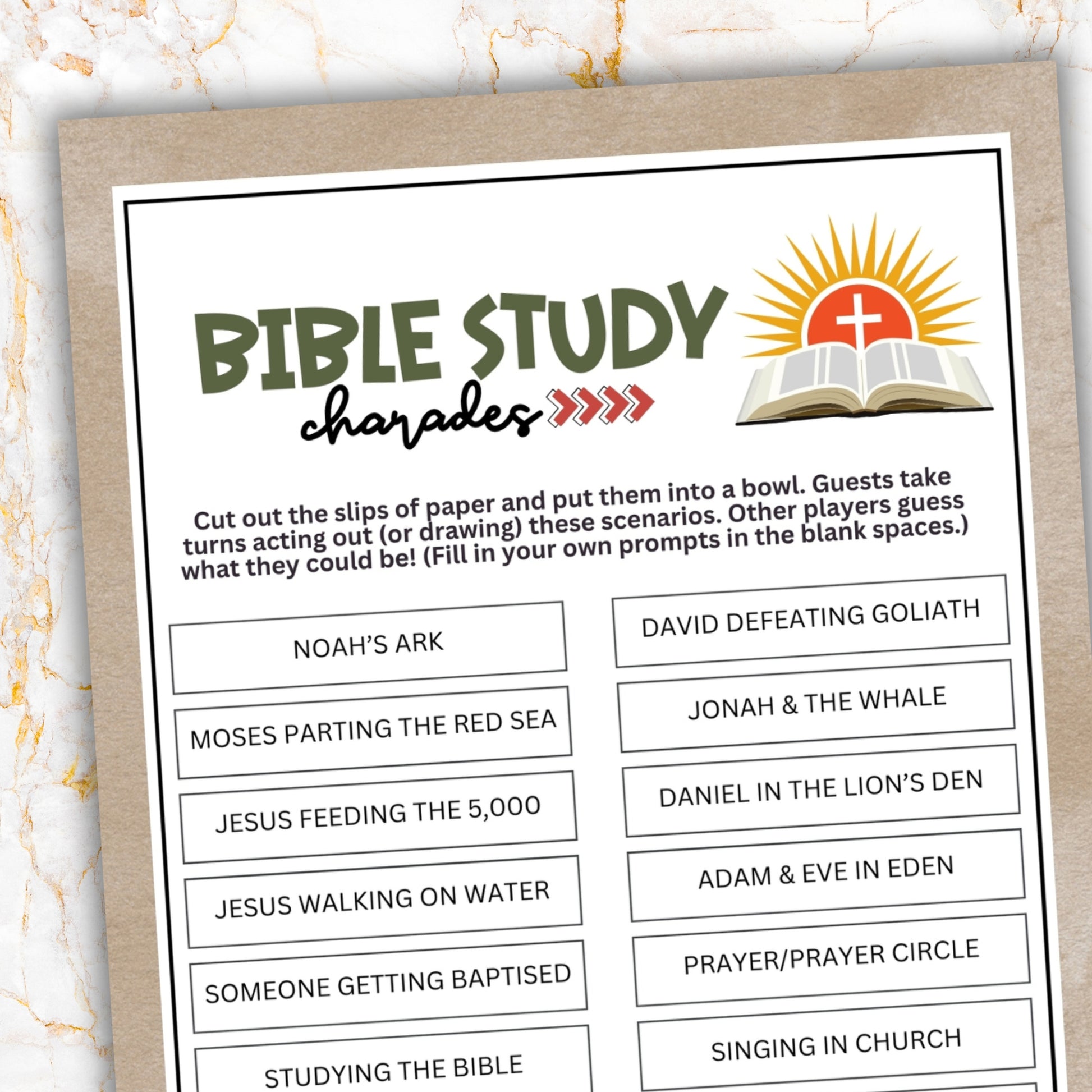 bible study charades for church vbs