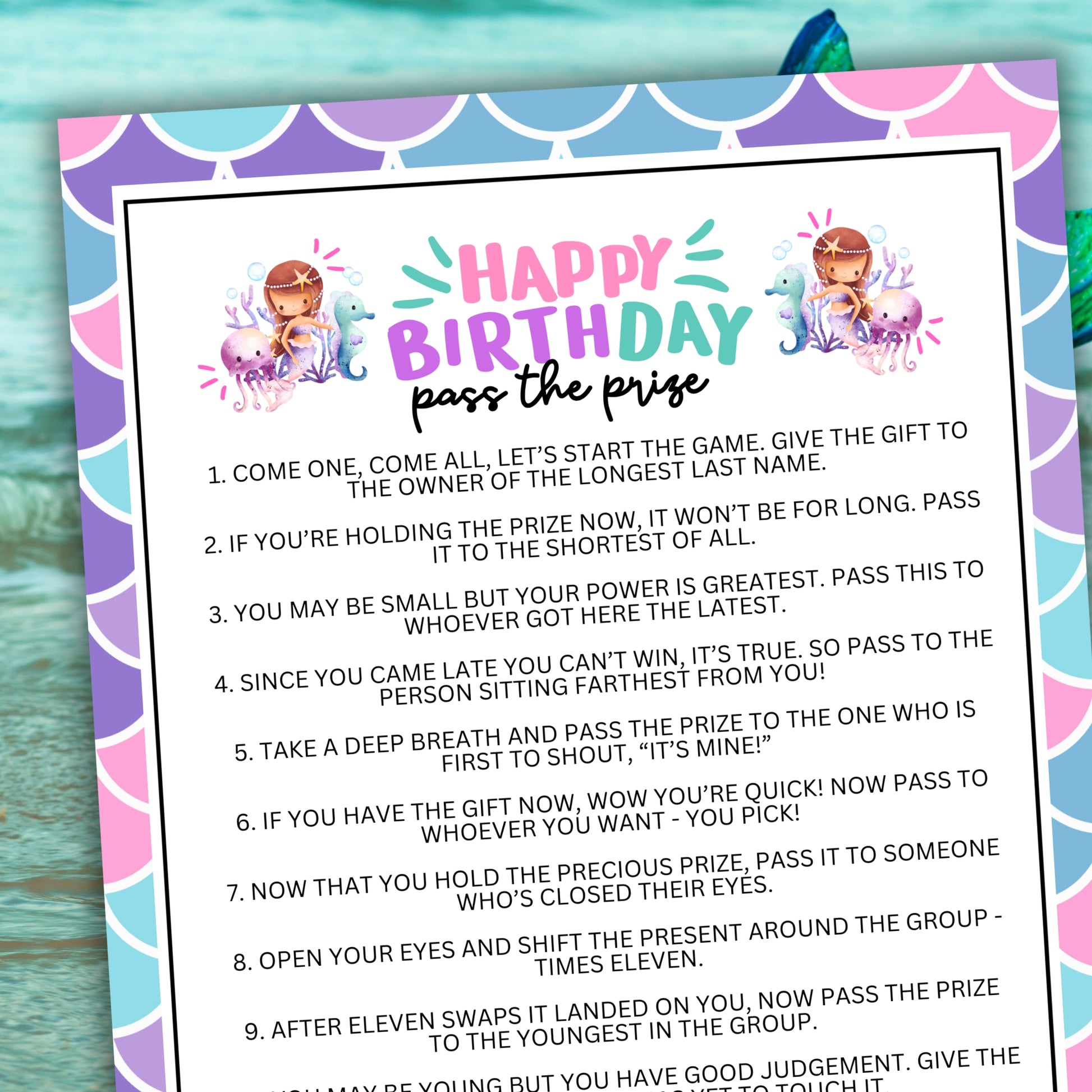 Are you throwing a mermaid-themed party for your special little girl? If so, you're going to need entertainment that everybody can enjoy!  Whether you've got kids, teens, tweens, adults and even seniors in your group, this fun little game is sure to be a huge hit!