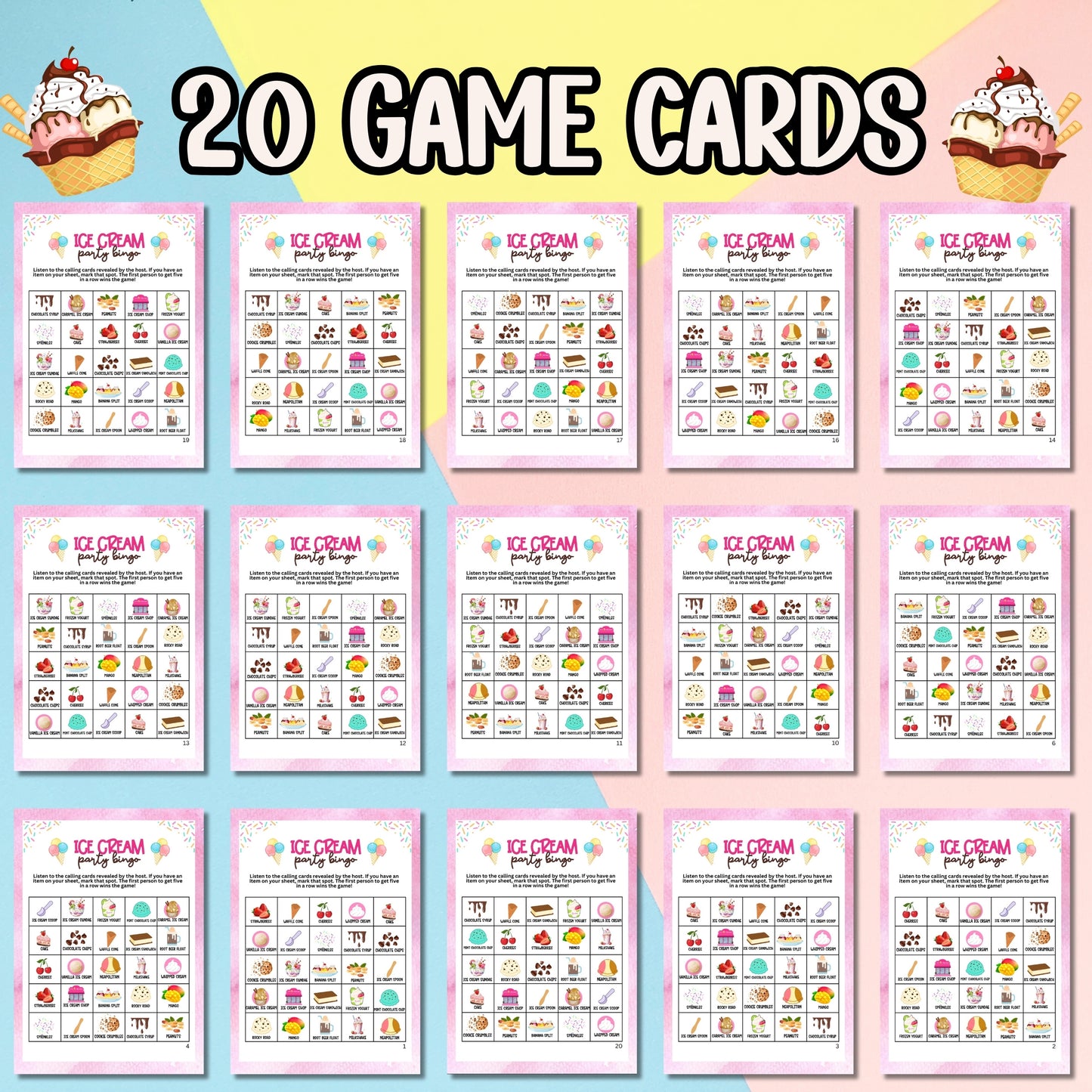national ice cream month ice cream bingo
