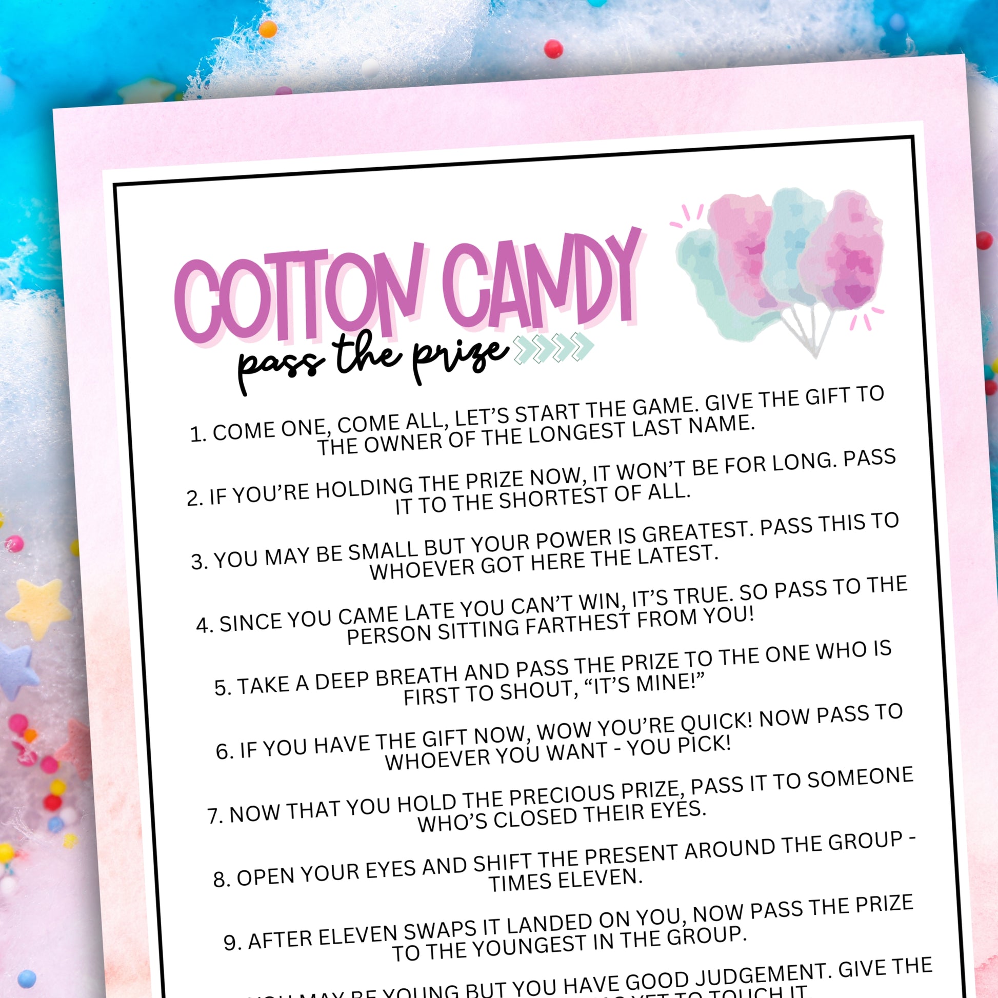 Are you seeking a fun and engaging activity to play with your friends or group members at your next special event?  Whether you're throwing a birthday party, fundraiser, church gathering, or just want to have a little cute, friendly fun on a day off, this printable Pass the Prize game from Party Prints Press is just what you need!