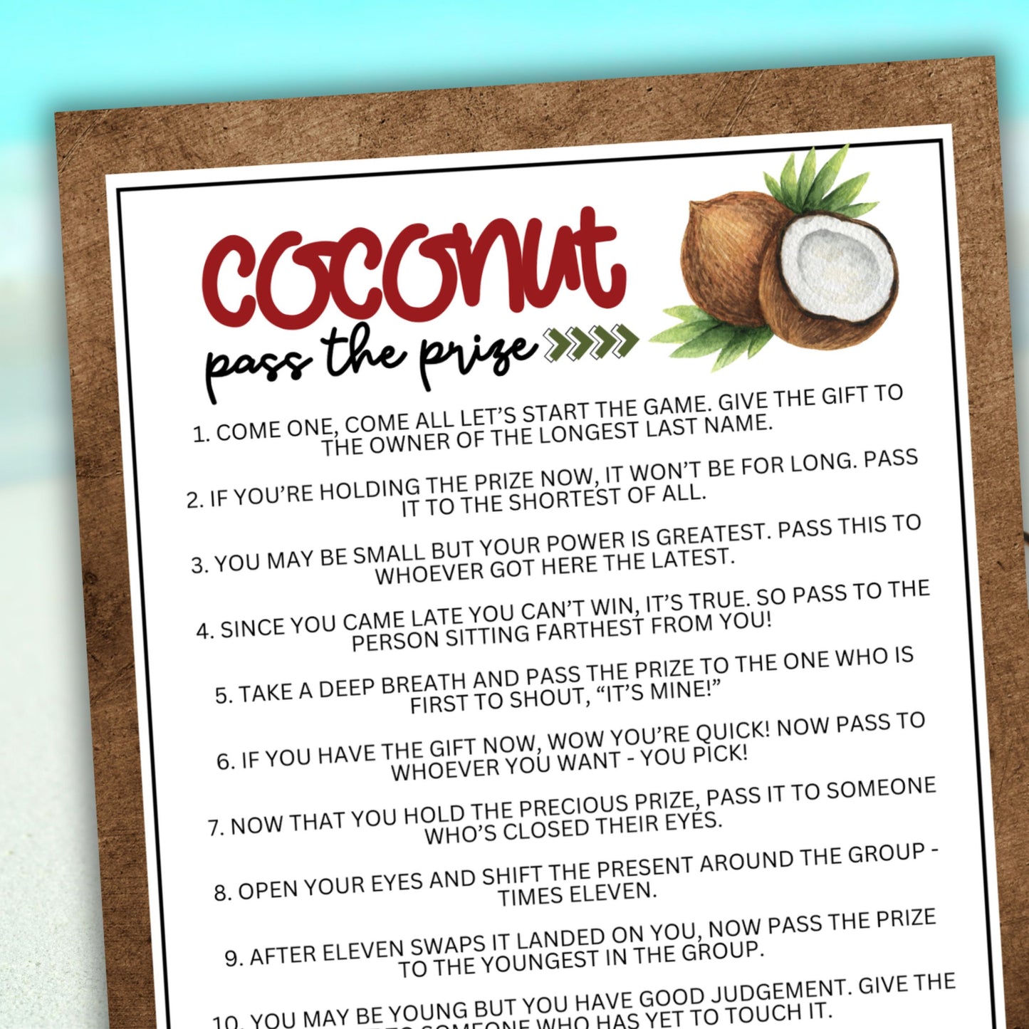 Coconut Pass the Prize