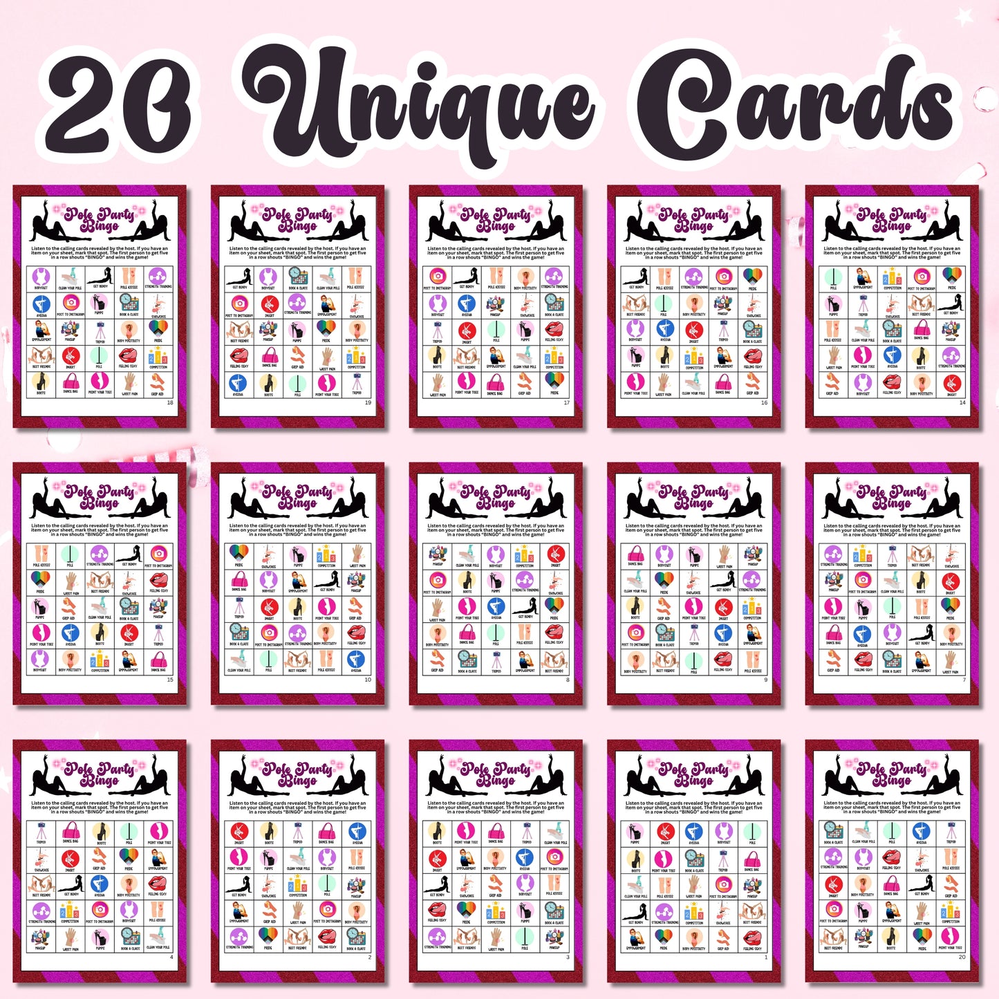 Pole Party BINGO (20 Cards)