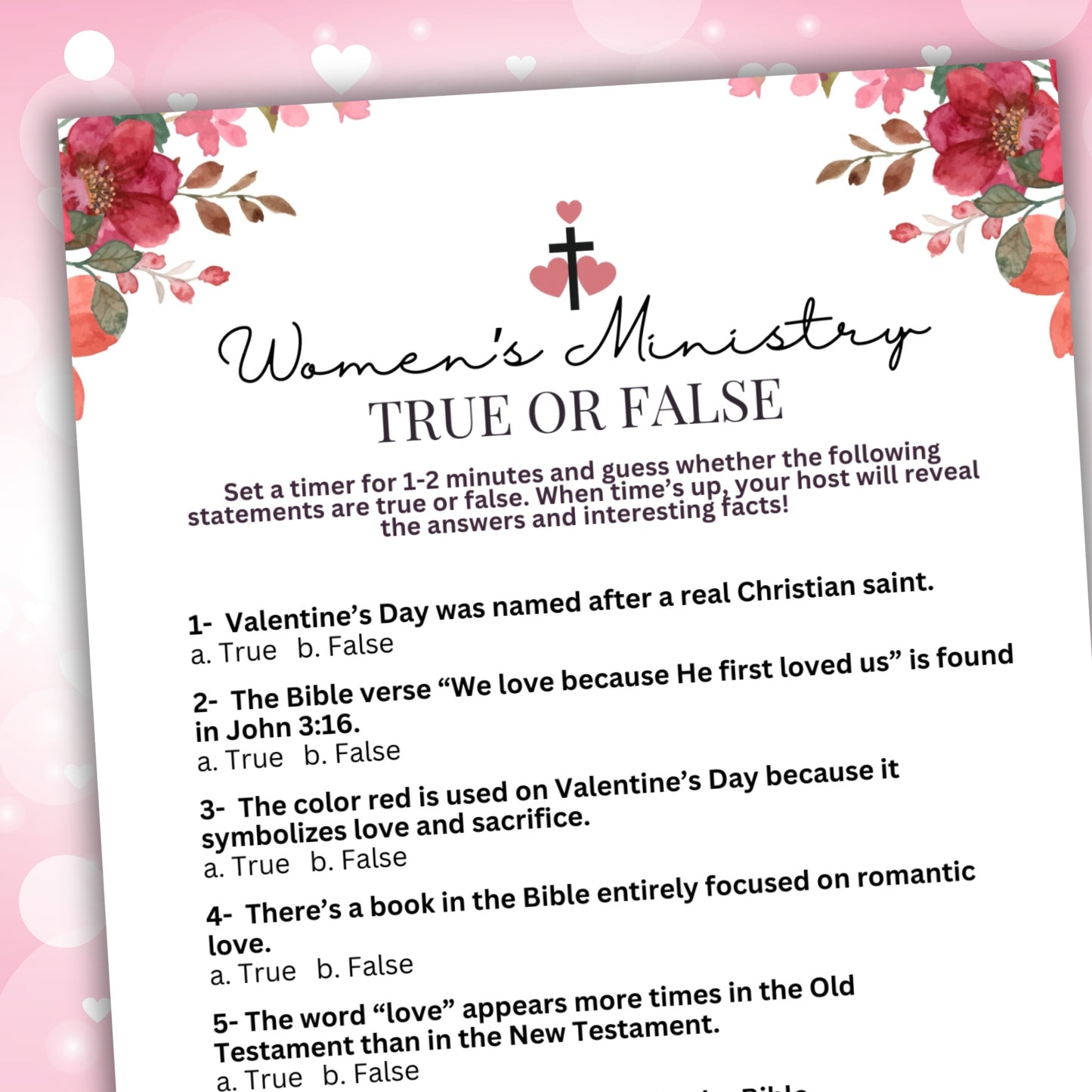 Women's Ministry Valentine's True or False Trivia