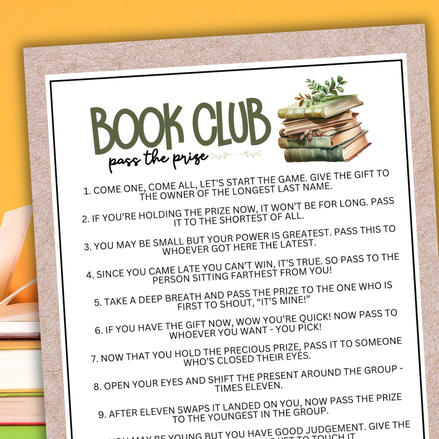 Book Club Pass The Prize