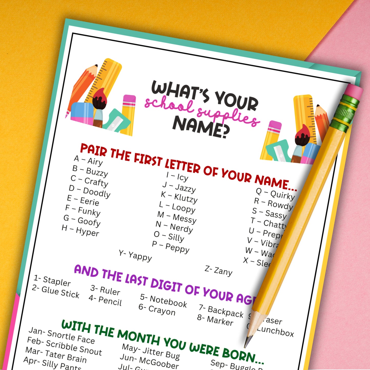 What's Your School Supplies Name?