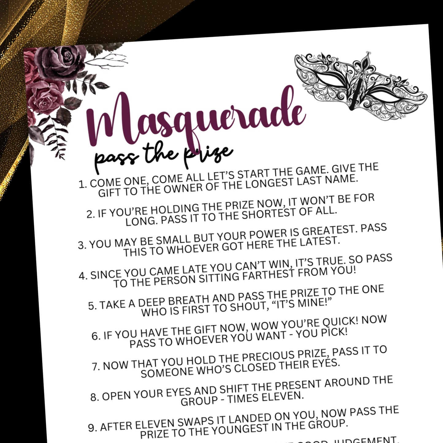 Masquerade Pass the Prize