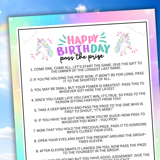 Are you throwing a unicorn-themed party for your special little girl? If so, you're going to need entertainment that everybody can enjoy!  Whether you've got kids, teens, tweens, adults and even seniors in your group, this fun little game is sure to be a huge hit!