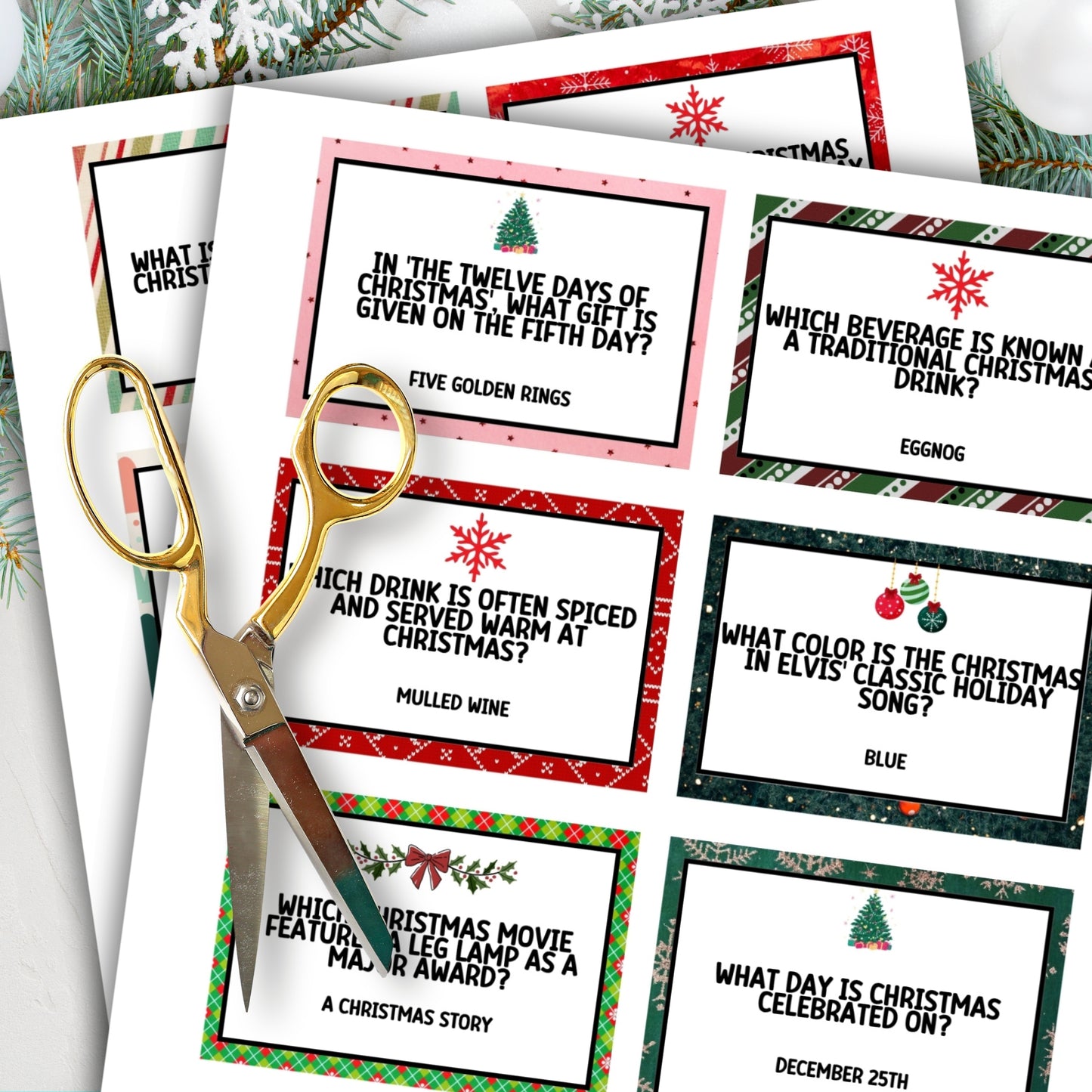 Christmas Trivia (60 Printable Cards)