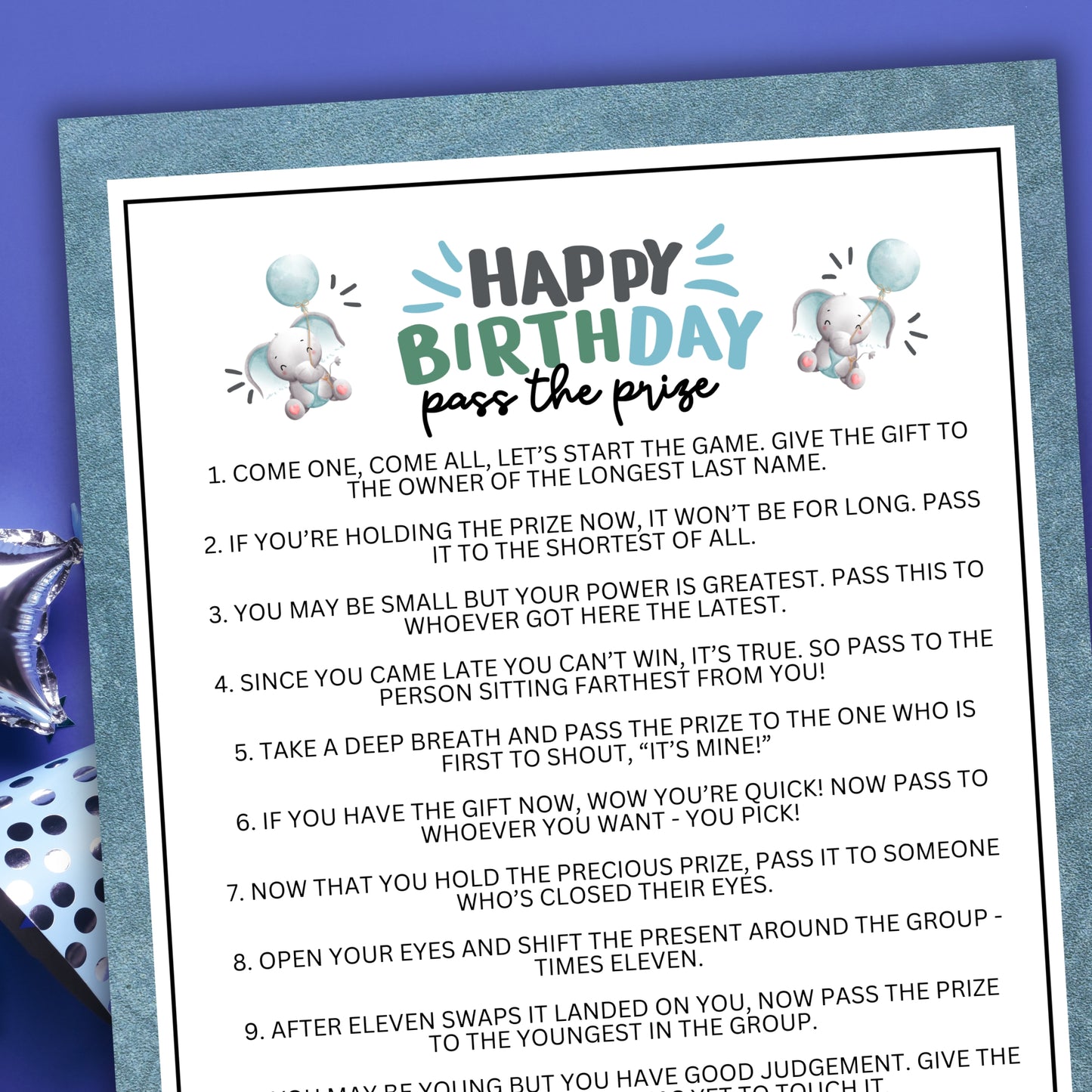 Looking for an exciting and engaging activity to keep the everyone entertained and engaged at your special boy's birthday celebration? Whether you've got kids, teens, adults, and even seniors in your gathering or group, this fun Pass The Prize game from Party Prints Press is just what you need!