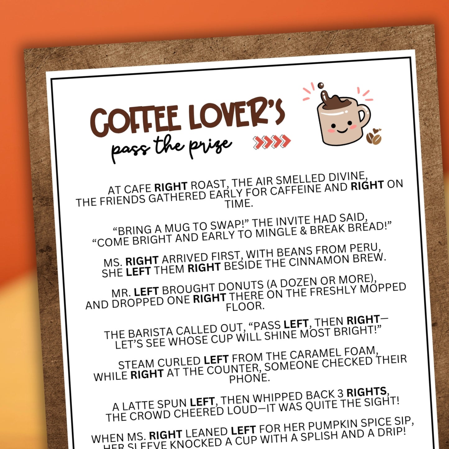 Coffee Pass the Prize