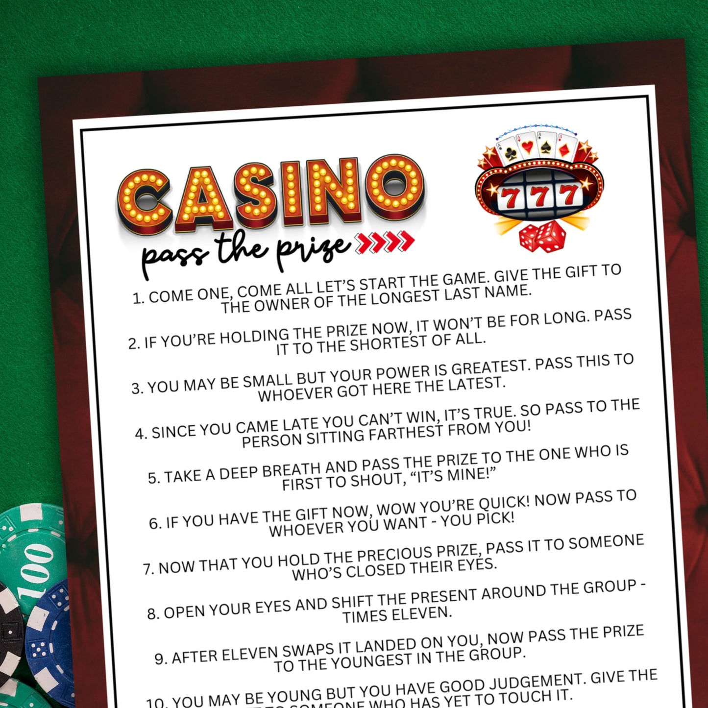 Casino Pass the Prize