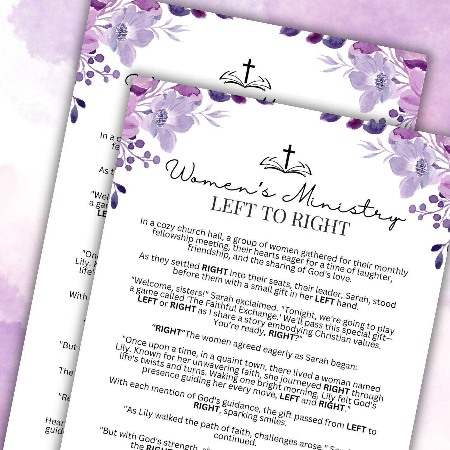 Purple Women's Ministry Left to Right Game