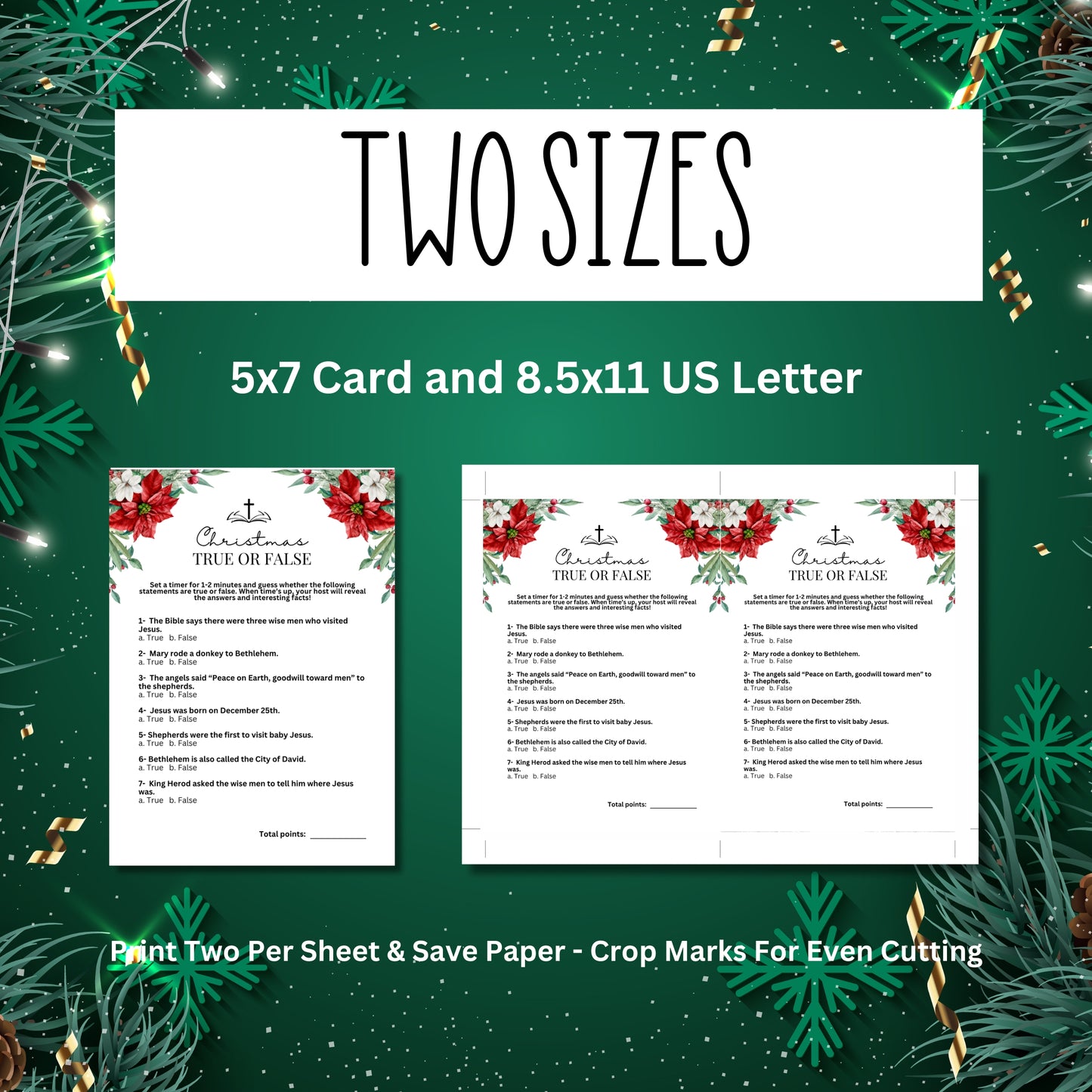 Women's Ministry Christmas Bible True or False Trivia with Answers