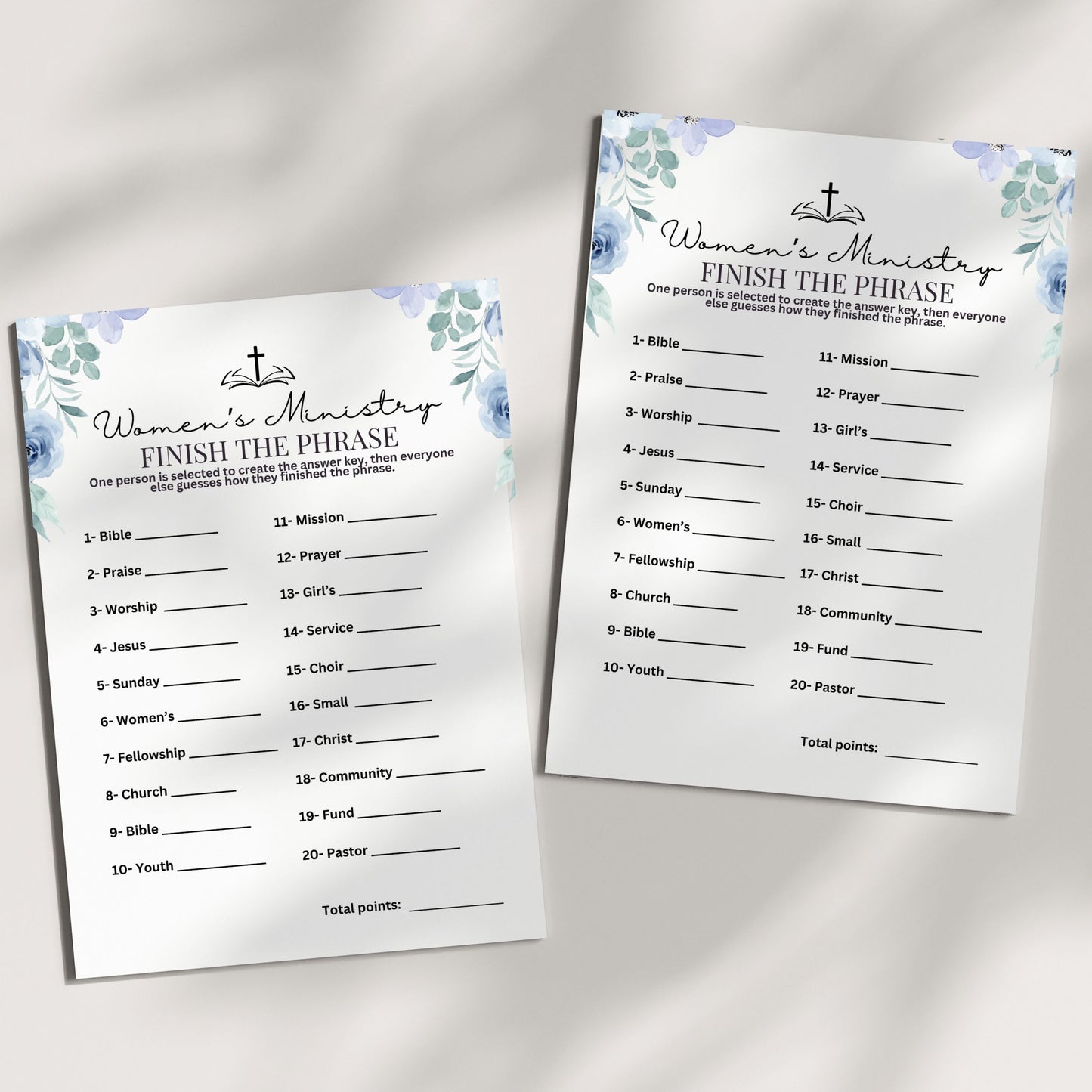 Blue Floral Women's Ministry Finish The Phrase