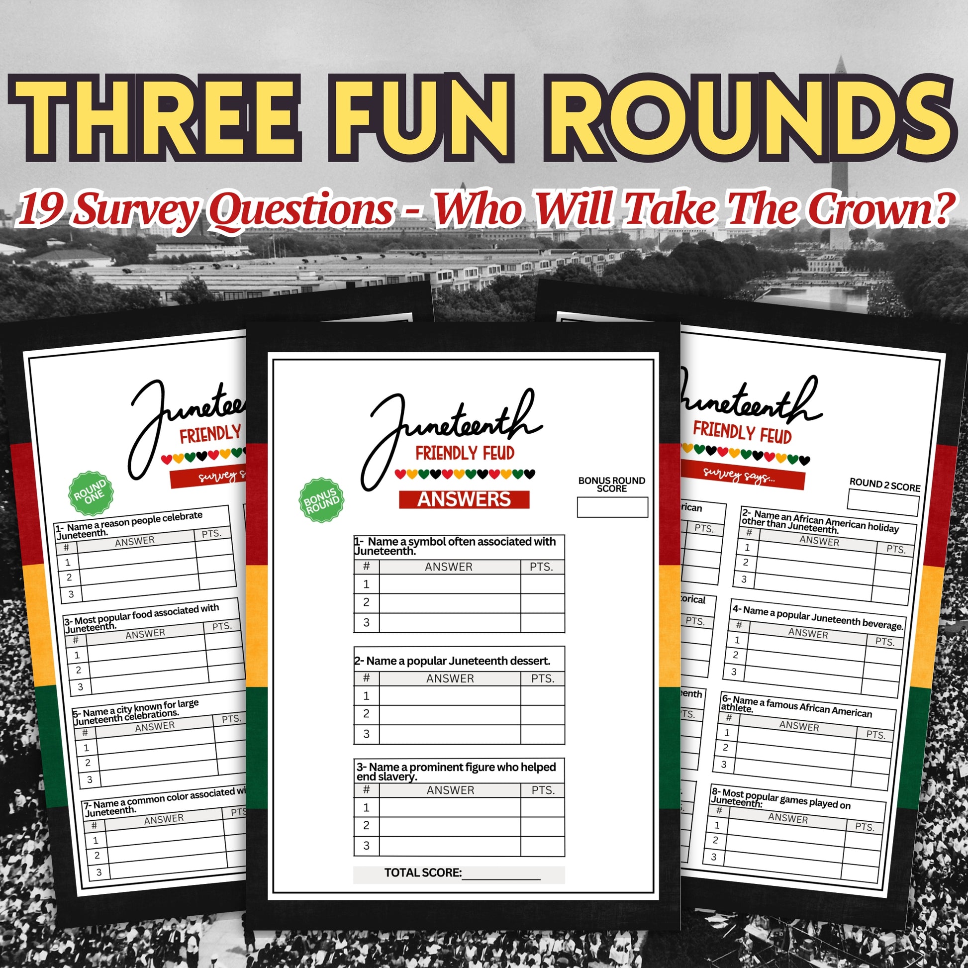 Juneteenth Feud Party Game For African American History And Black History Month Games For Seniors Adults Kids Whole Family June 19th BBQ