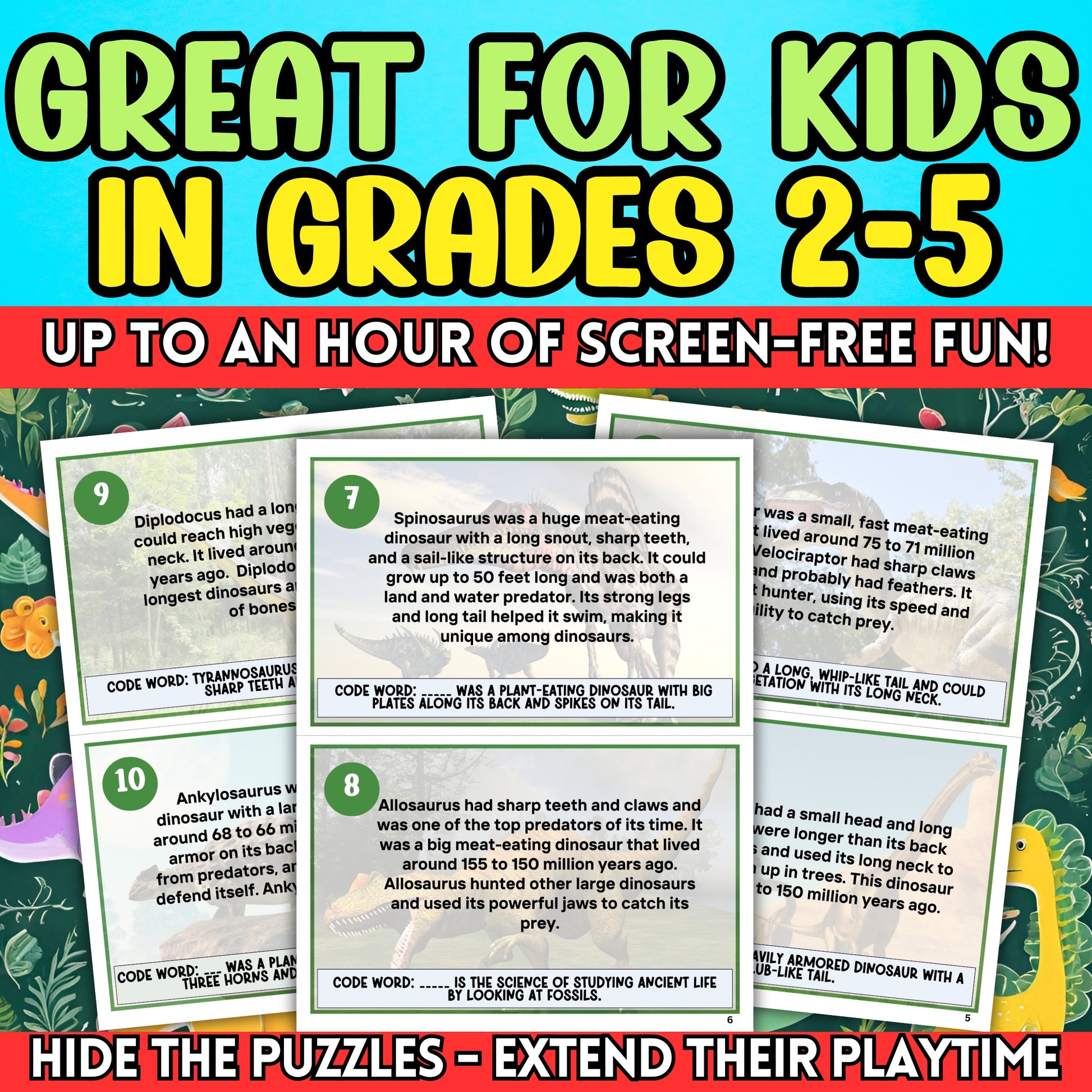 Are you looking for a fun and engaging activity for kids to learn about dinosaurs?  Embark on an exhilarating journey through the world of dinosaurs with this Dino Data Rescuers Quest, crafted with love for children aged 8 to 11!
