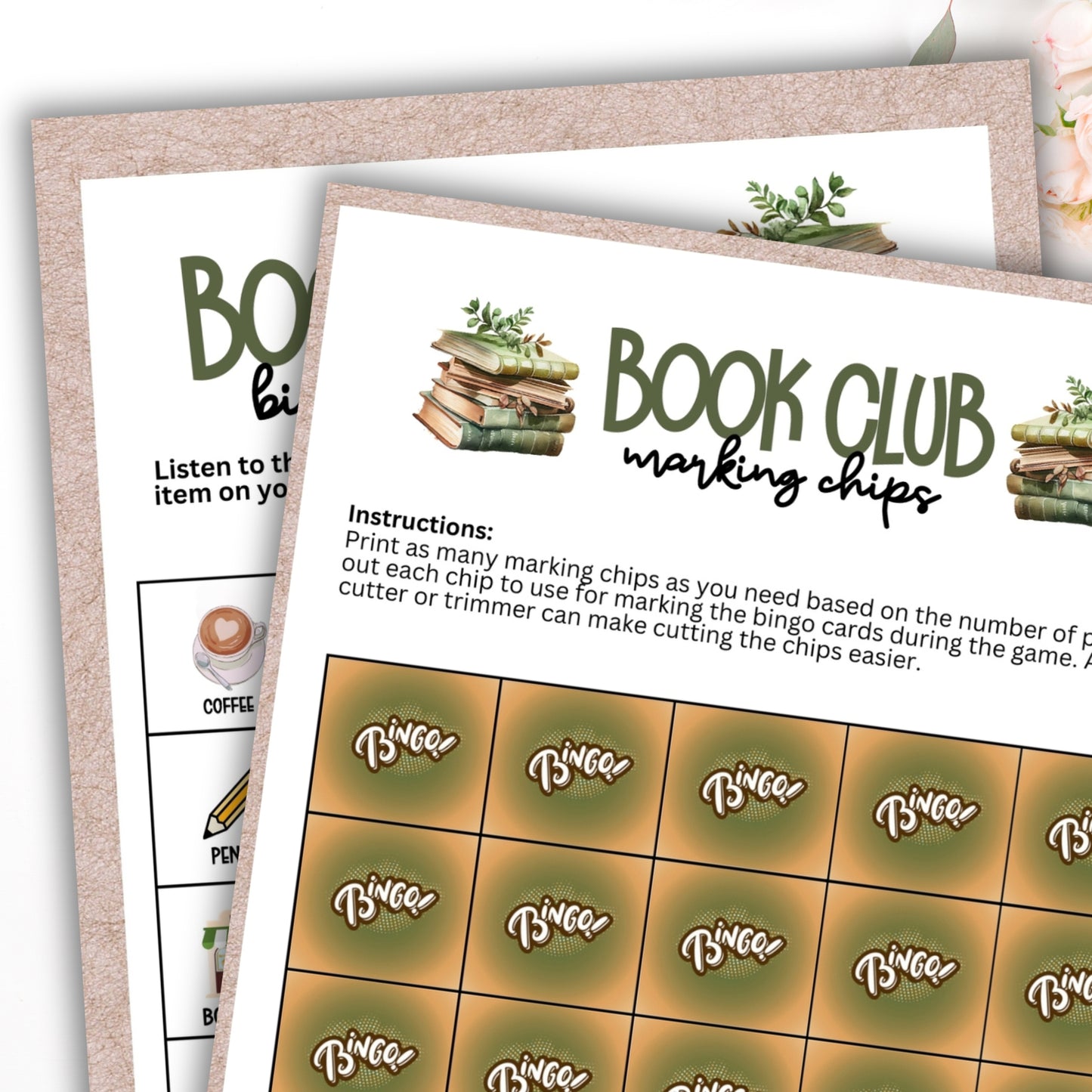 book club meeting bingo 20 cards
