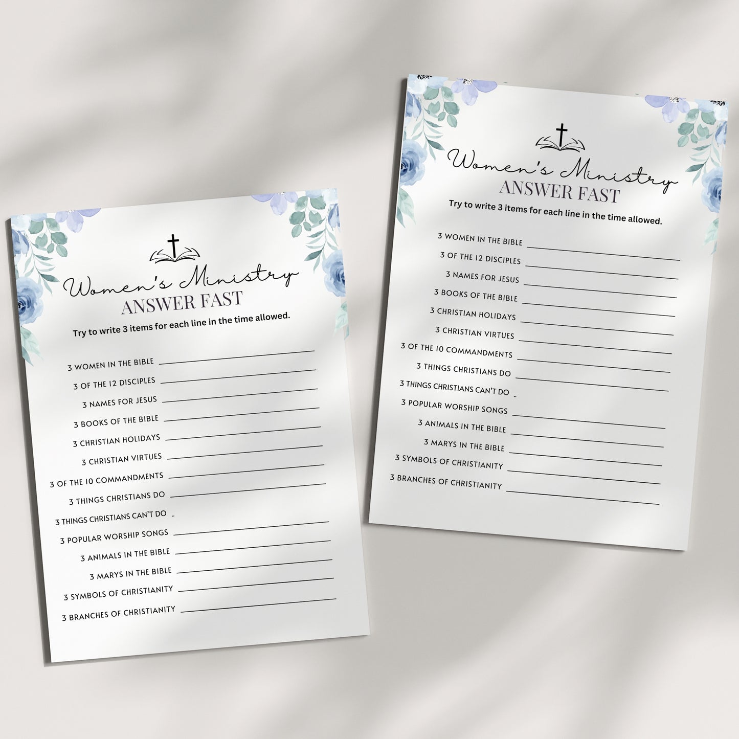 Blue Floral Women's Ministry Answer Fast