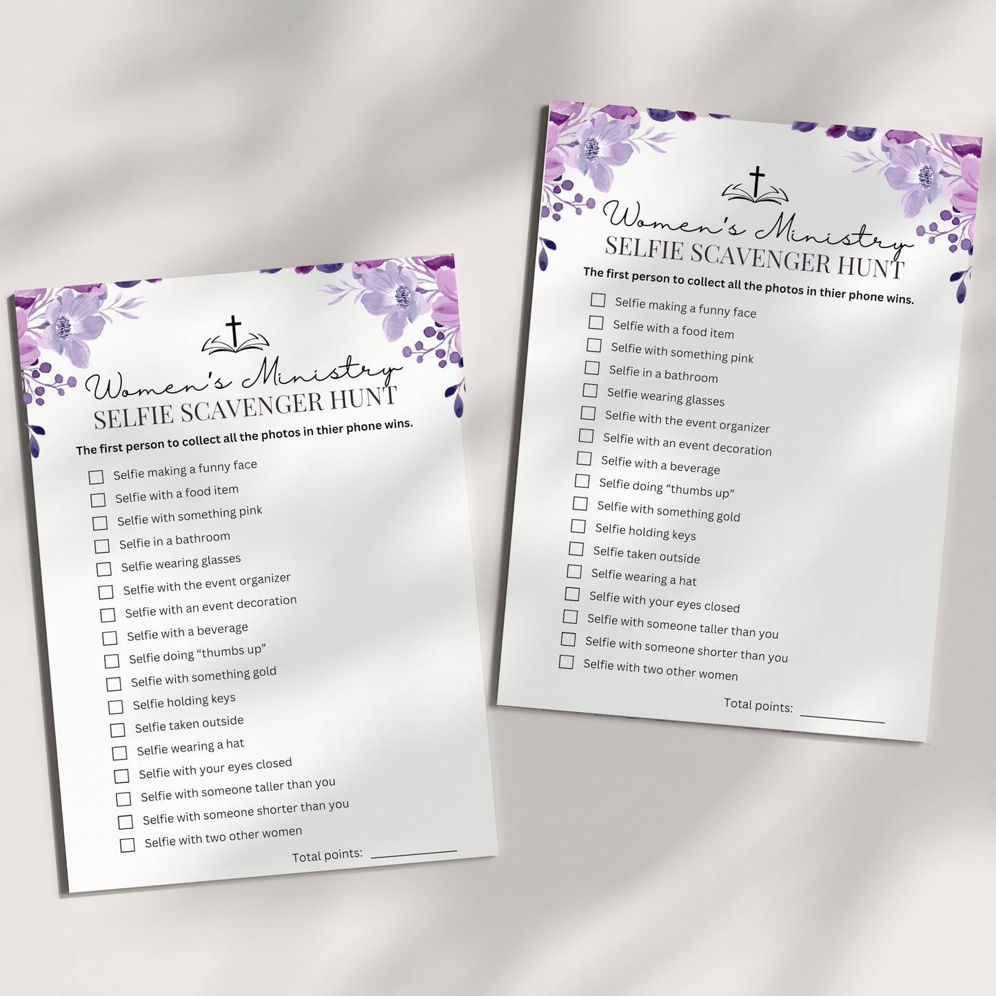 Purple Floral Women's Ministry Scavenger Hunt
