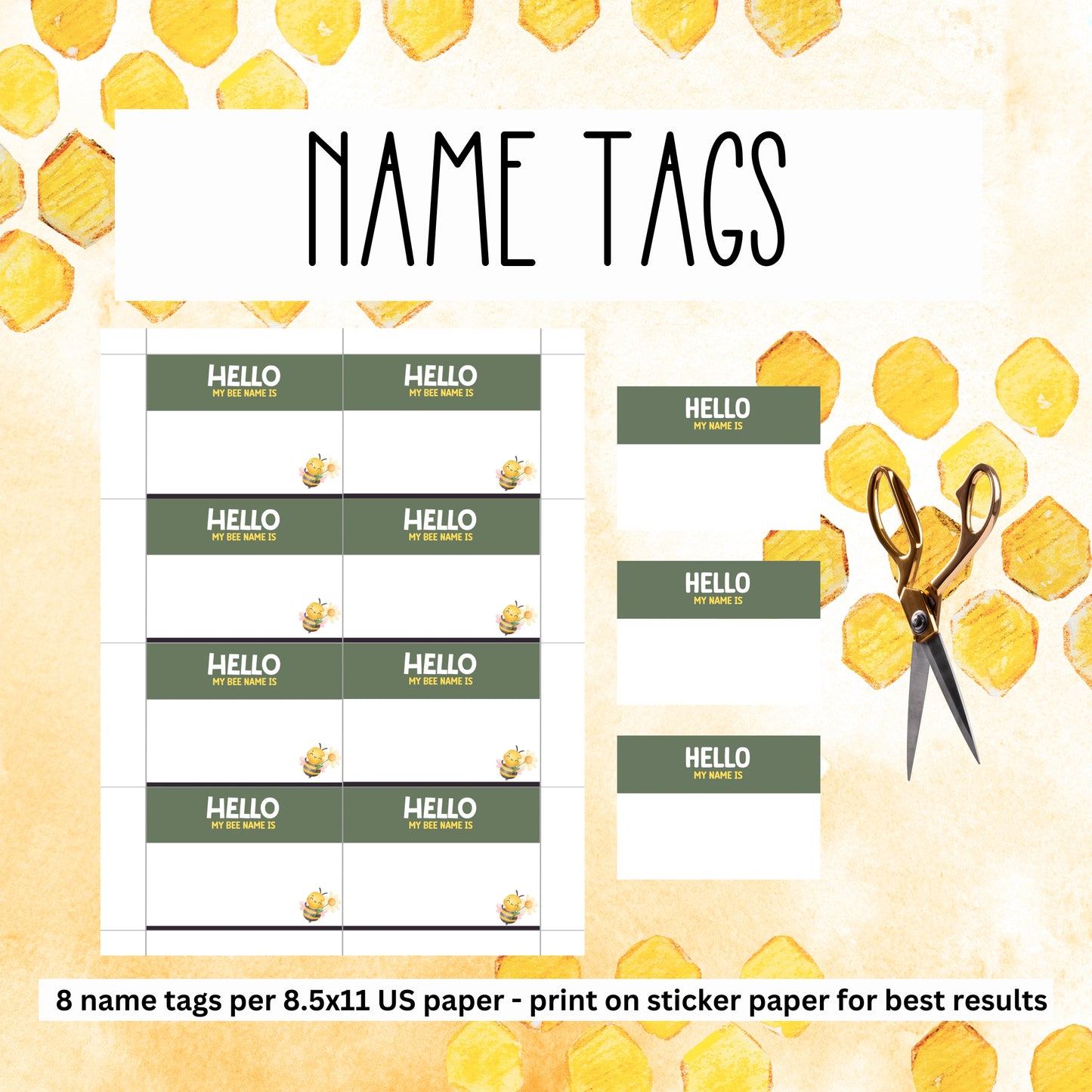 Whether you're celebrating your little one's 1st birthday party, hosting a baby shower, or need a cute and fun icebreaker party game to bring people together at a gender reveal, this "What's Your Bee Name" printable game from Party Prints Press is just what you need!