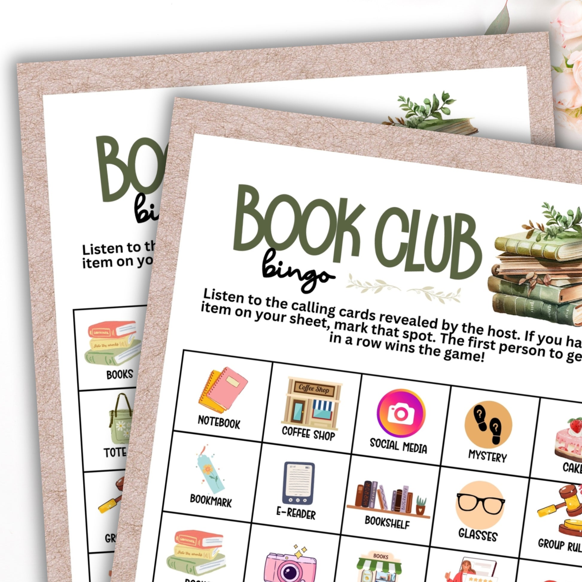 book club meeting bingo 20 cards