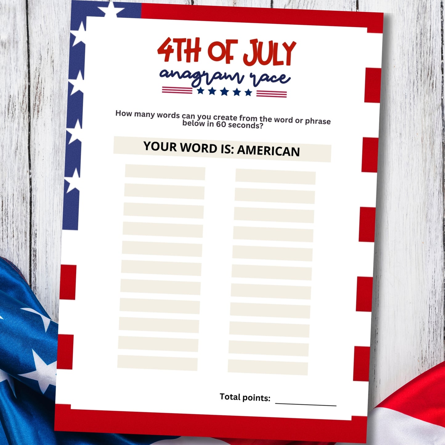 4th of July Anagram Race