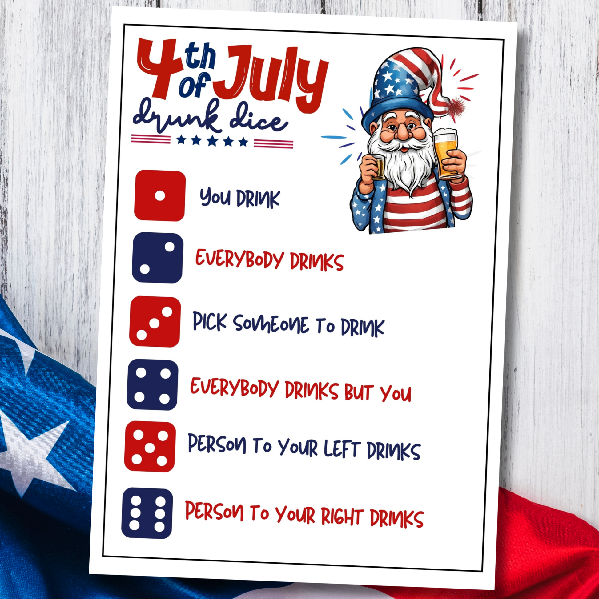 4th of july drunk dice