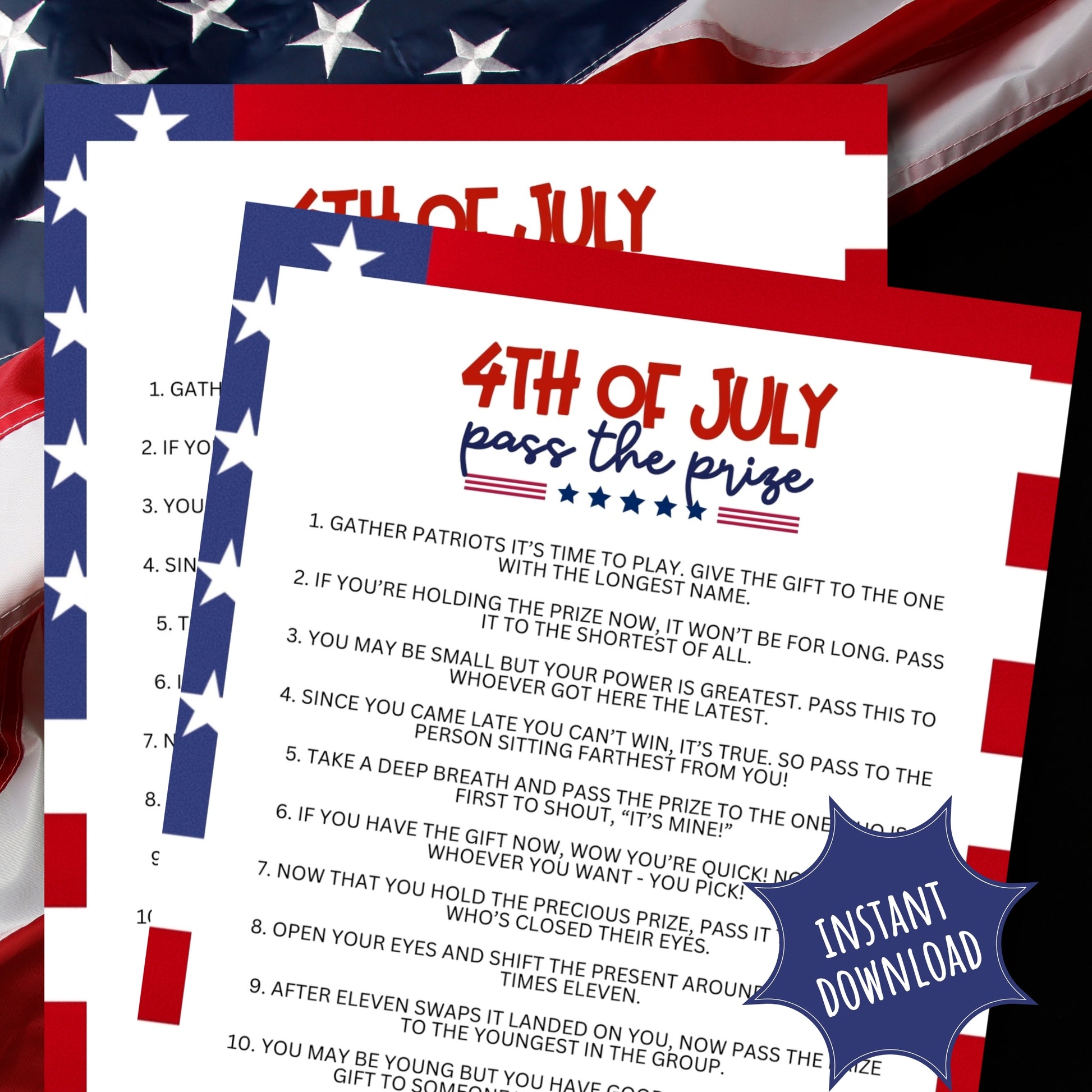 Are you seeking a fun and engaging activity to play with your friends, family or coworkers for the fourth of July?  Whether you've got kids, teens, adults, and even seniors in your gathering or group, this fun Pass The Prize game from Party Prints Press is just what you need to make your Independence Day one to remember!