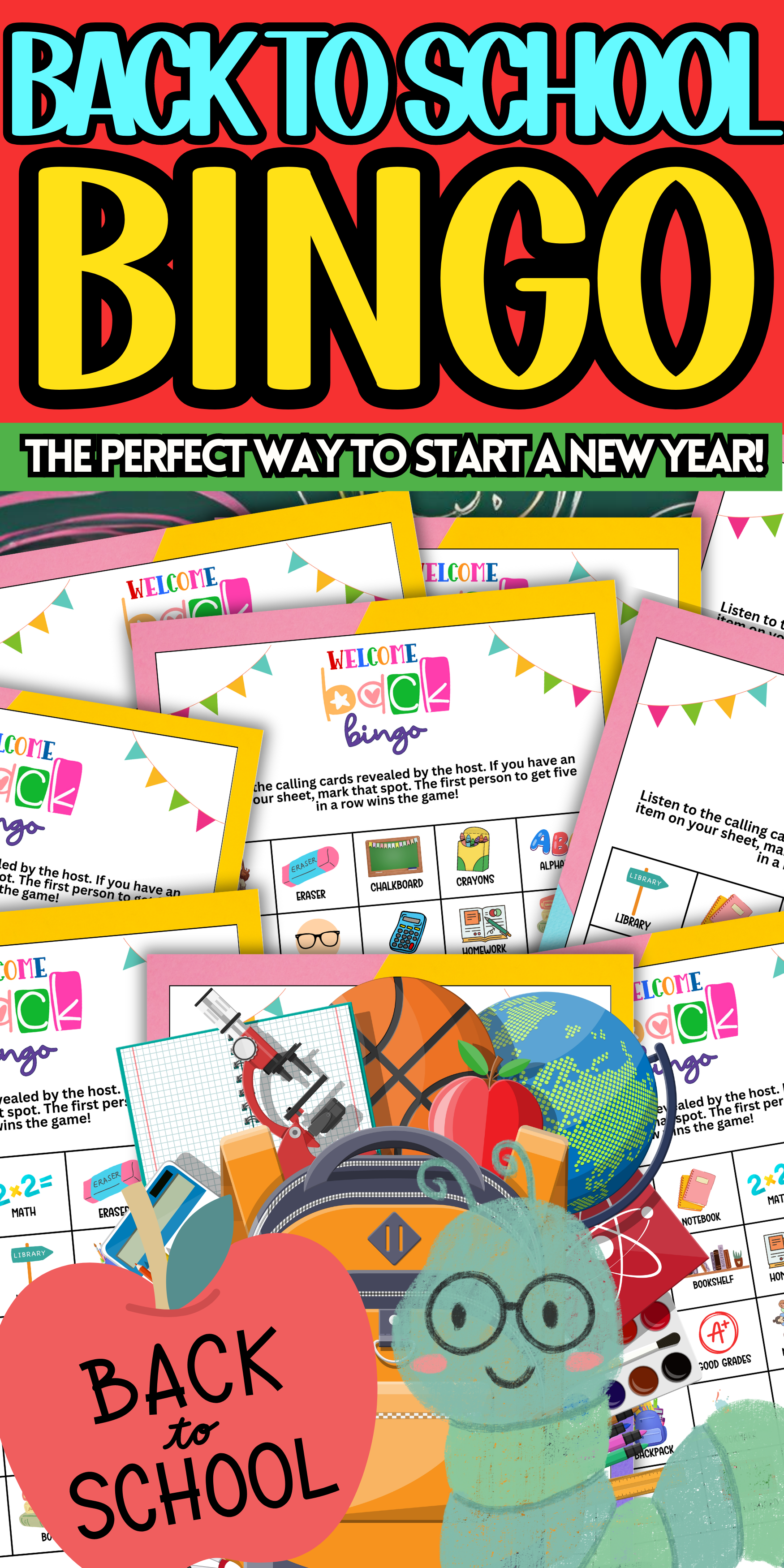 Welcome Back To School Bingo Game - Fun Activity To Start The New School Year!  Looking for a cute, colorful and fun activity for teachers, students and administrative alike? This adorable "Welcome Back To School" BINGO game from Party Prints Press is just what you need! 