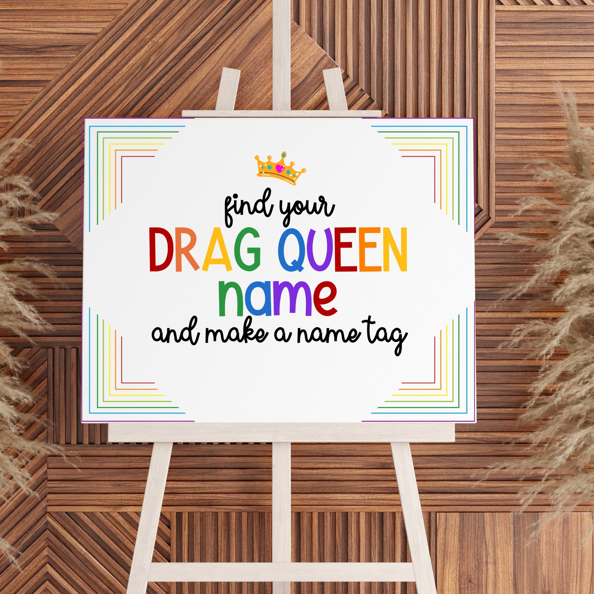 What's Your Drag Queen Name Game Generator With Name Tags For LGBT Pride Party Or Parade With Queer Gay Lesbian Trans Bi Asexual Adults