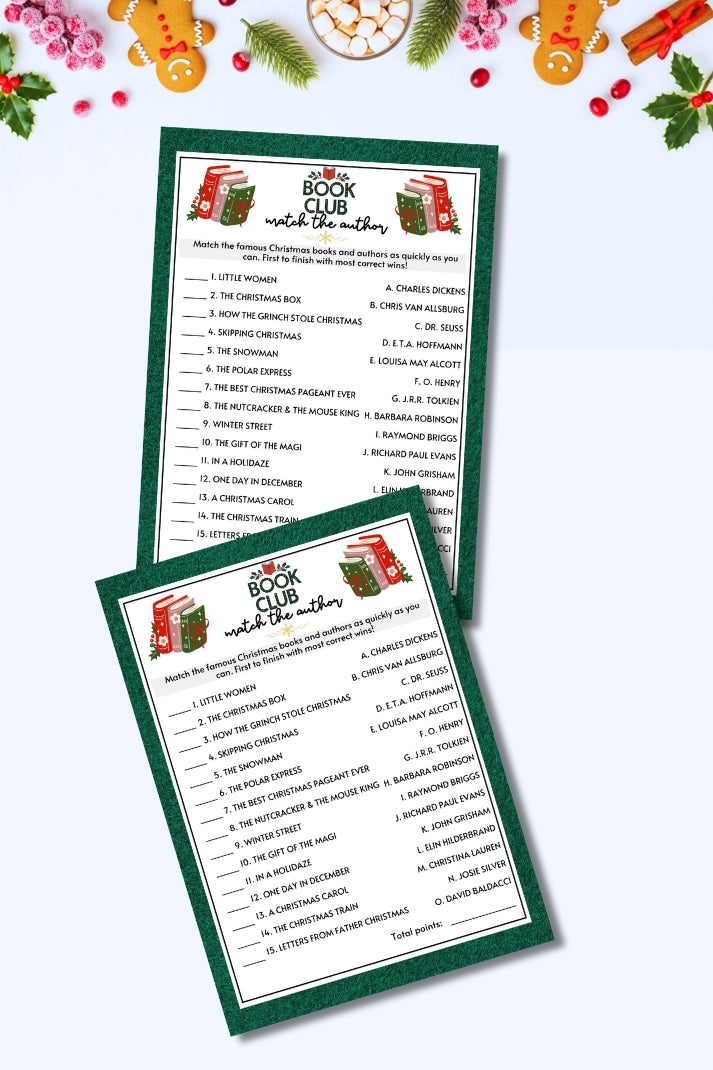 Book Club Christmas Match the Author