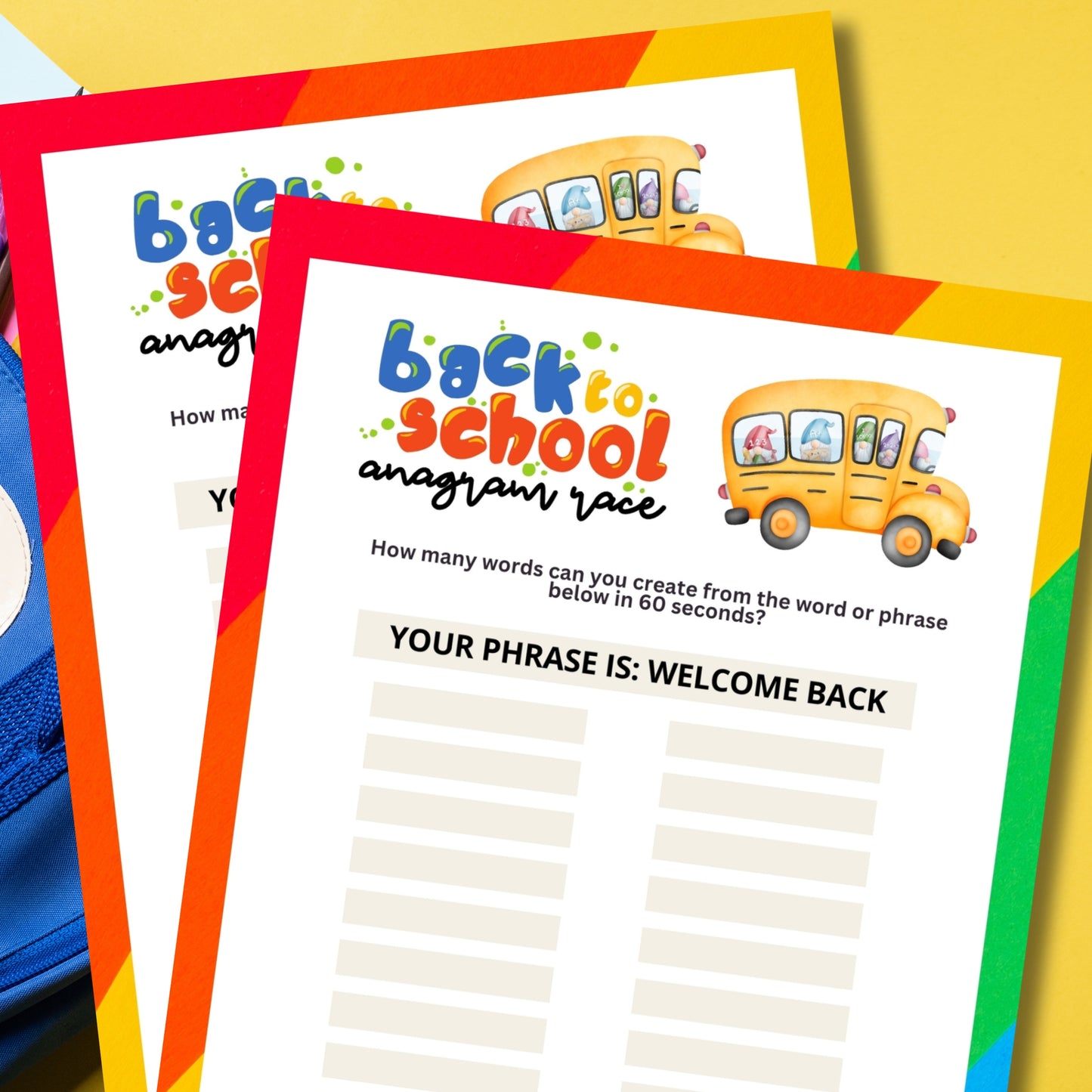 Back To School Anagram Race