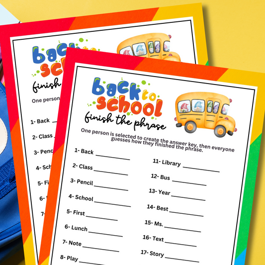 back to school finish the phrase